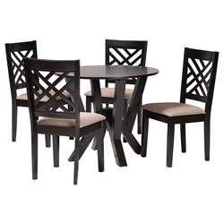 Baxton Studio Elise Modern Sand Fabric and Dark Brown Finished Wood 5-Piece Dining Set